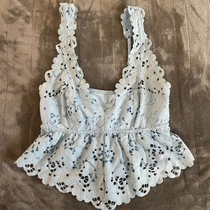 Baby blue lace bralette cami cropped top